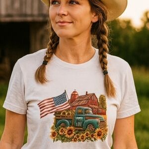 Patriotic Country Life T‑Shirt | USA Flag Western Tee | Americana Country Girl
